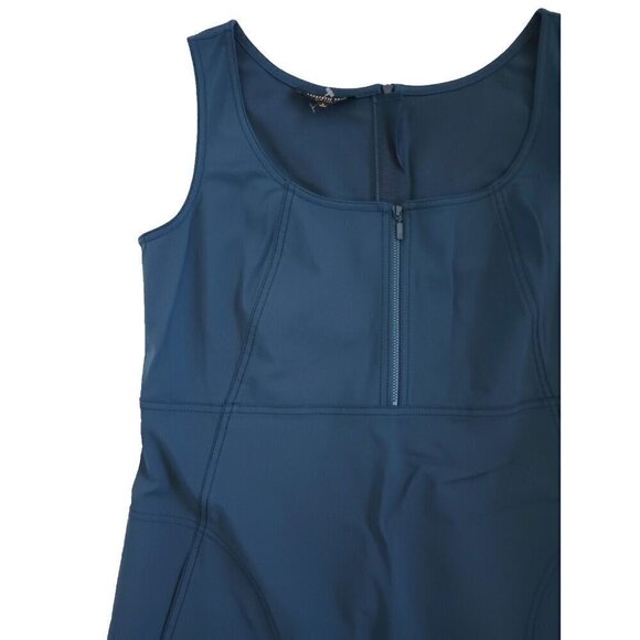 Lafayette 148 Amoya Zip Detailed Dress Size L Glaze Blue Bi-Stretch Sleeveless - Picture 4 of 15